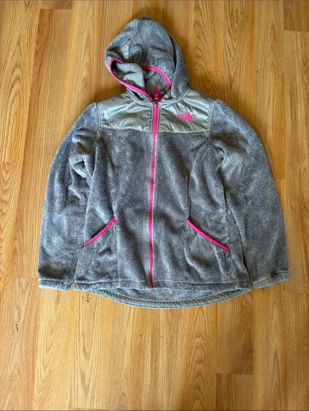 The North Face Gray Fleece Jacket with Pink Trim